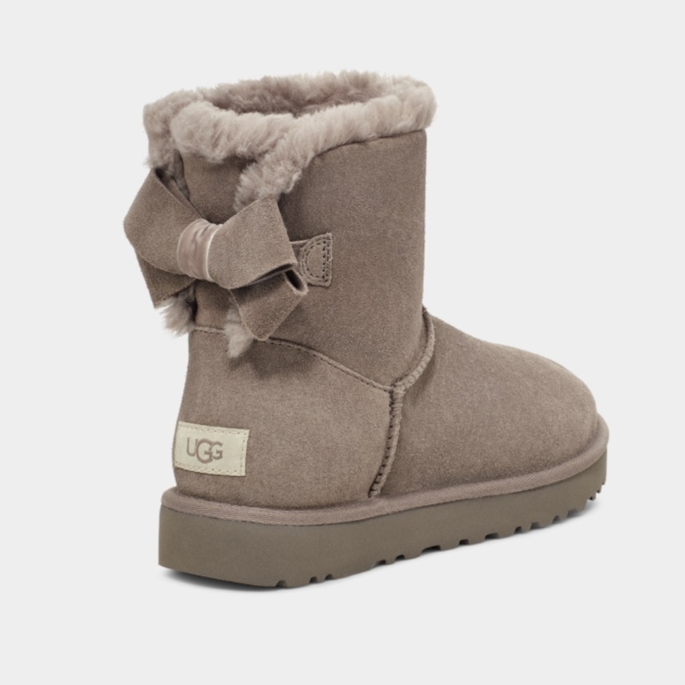 UGG Women’s Mini Bailey Suede Bow in Smoke Plume